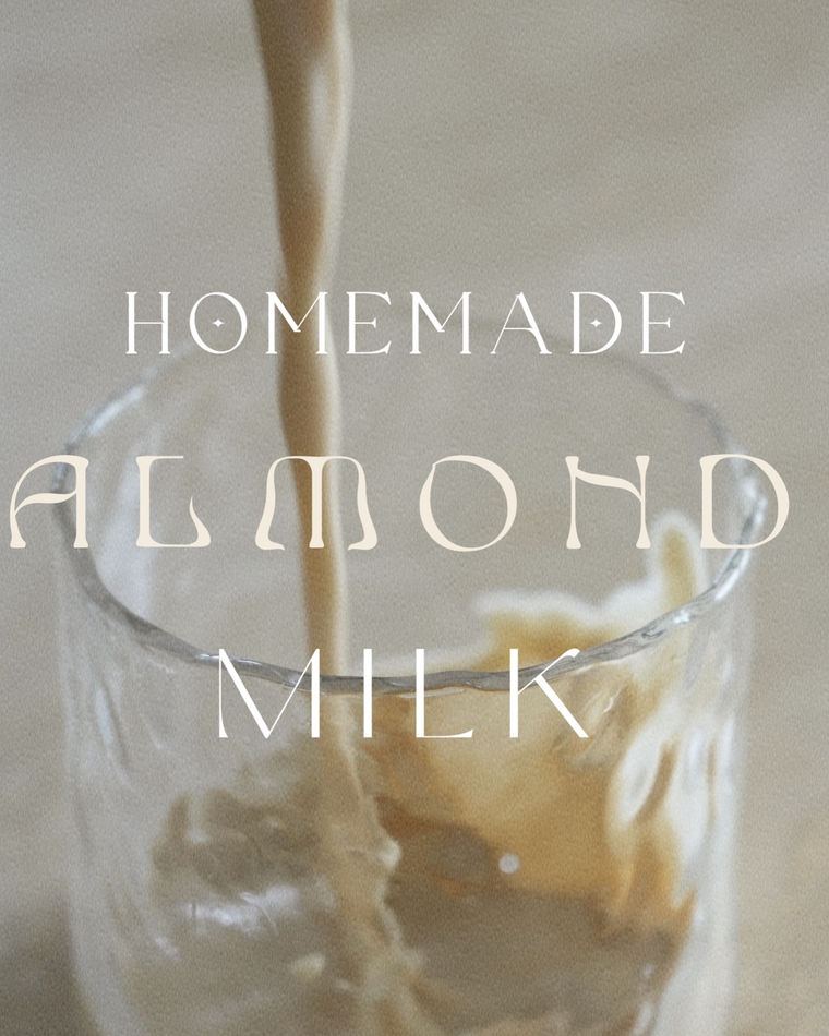 Almond milk poured into a glass