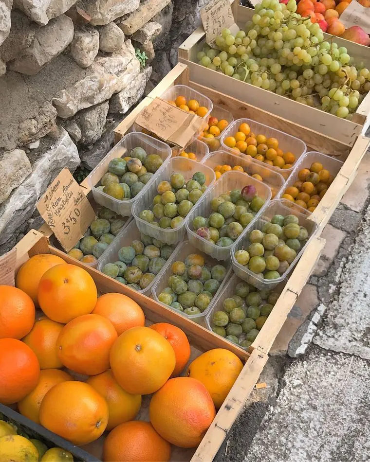 Market stalls in the village